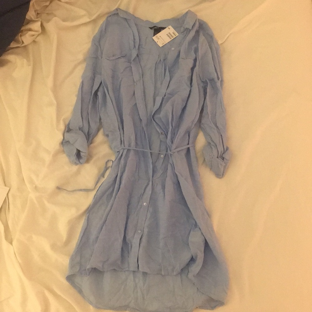 Linen Looking blue button up H&M dress